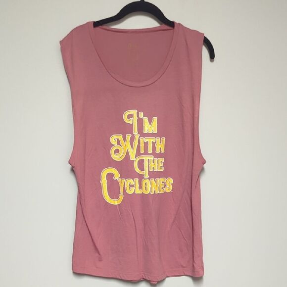 Iowa State University Cyclone Pink Sleeveless Relaxed Muscle Tee - Picture 1 of 4
